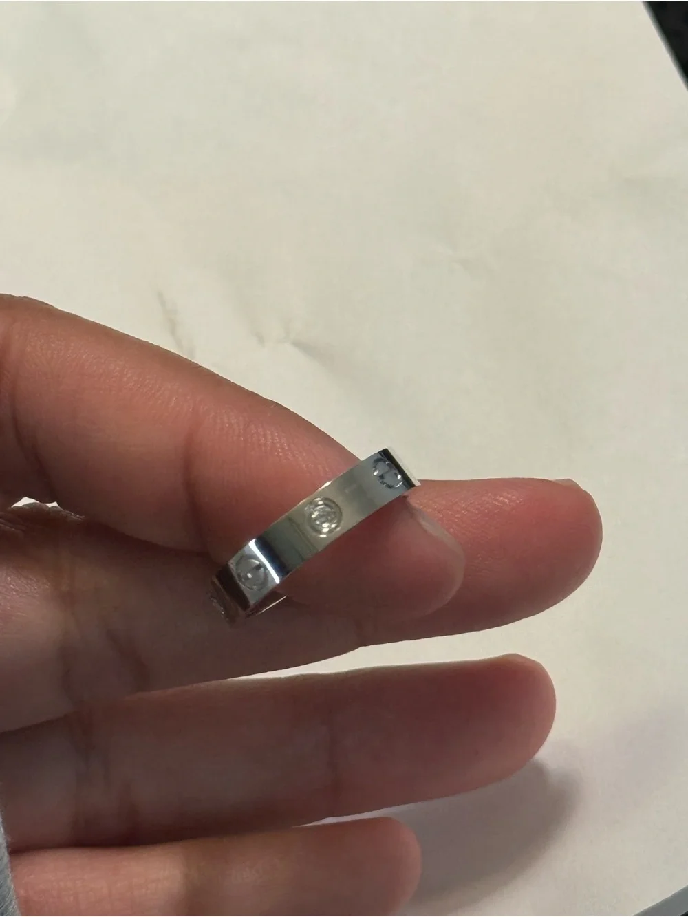 18K White Gold Cartier LOVE Ring 4 Diamonds